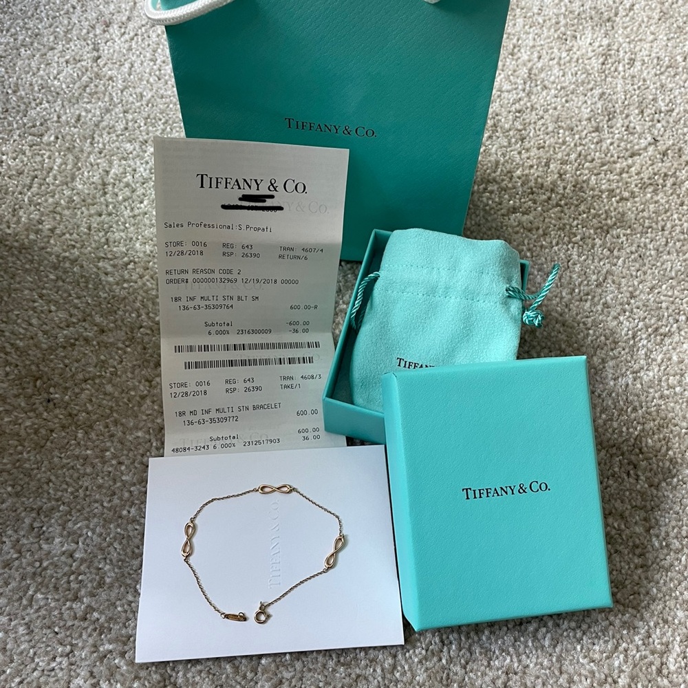 Tiffany & Co. 18k rose gold infinity bracelet